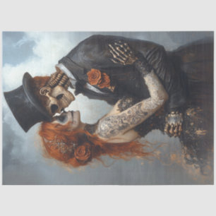 Decoupage Skeleton Couple Wedding Day Viktorianisc Seidenpapier