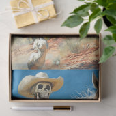 Decoupage Skeleton Cowboy on Horst in Wüste Seidenpapier (Geschenk)