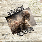 Decoupage Skeleton Floral Pink Silver Seidenpapier