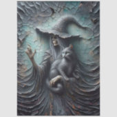 Decoupage Skeleton Gothic Witch Black Cat Seidenpapier (Vorderseite)