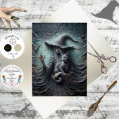 Decoupage Skeleton Gothic Witch Black Cat Seidenpapier