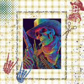 Decoupage Skeleton Gunslinger Herbstfarben Seidenpapier