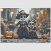 Decoupage Skeleton Mama und Kinder Landschaft Seidenpapier (Vorderseite)