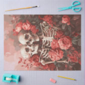 Decoupage Skeletter Paar in Peach und Rote Rosen Seidenpapier (Basteln)