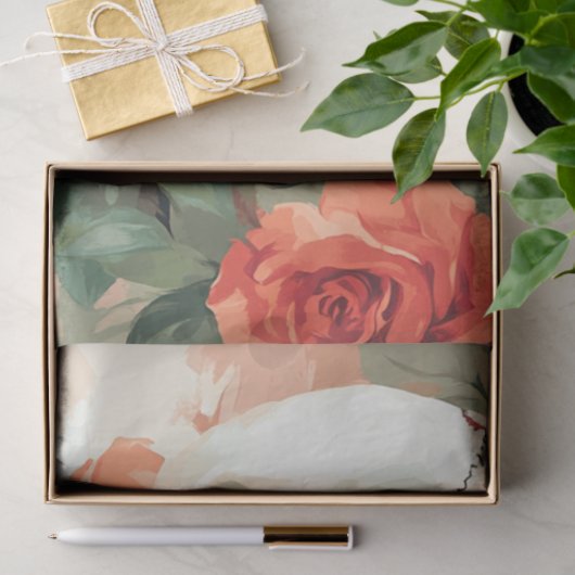 Decoupage Skeletts in Peach-Blume Seidenpapier (Geschenk)