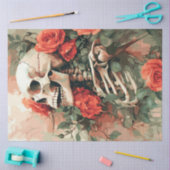 Decoupage Skeletts in Peach-Blume Seidenpapier (Basteln)