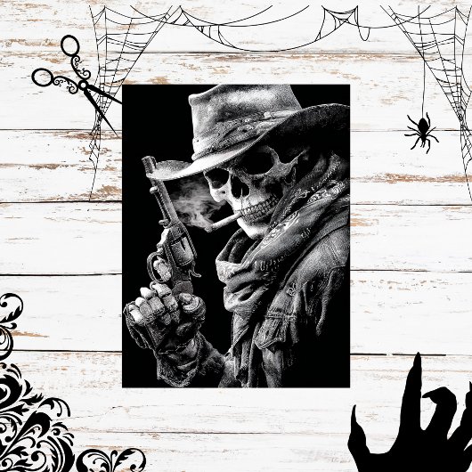 Decoupage Smoking Gothic Skeleton Cowboy Gunslinge Seidenpapier