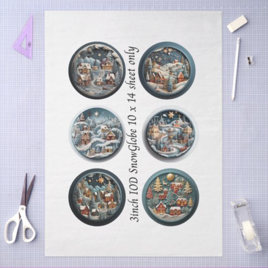 Decoupage Snow Globe Moulds Winter Village 3" Seidenpapier (Basteln)