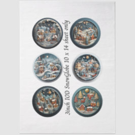 Decoupage Snow Globe Moulds Winter Village 3" Seidenpapier