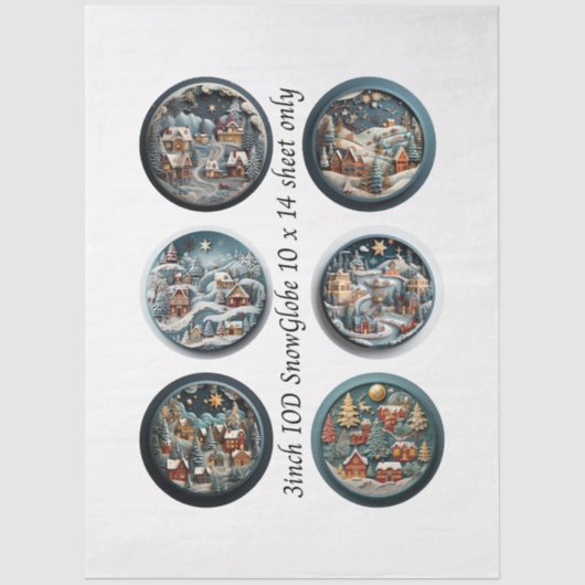 Decoupage Snow Globe Moulds Winter Village 3" Seidenpapier (Vorderseite)