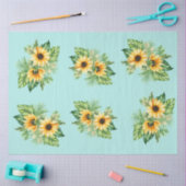 Decoupage Sonnenblumen auf Aquamarinem Hintergrund Seidenpapier (Basteln)