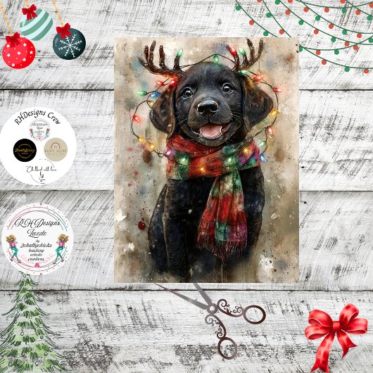 Decoupage Special Black Lab Pup Noah Seidenpapier