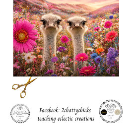 Decoupage Spielendes Emu-Duo Australisches Blumenf Seidenpapier