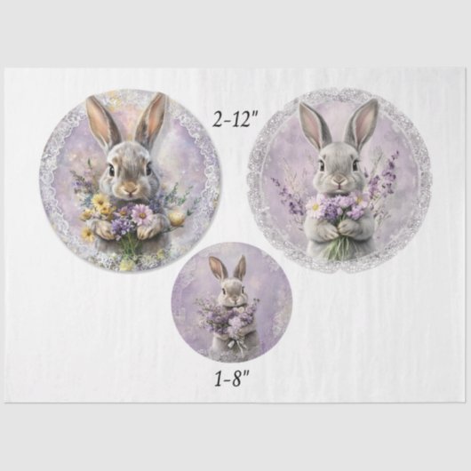 Decoupage Spring Lavender Rabbit Easter 12" Rounds Seidenpapier (Vorderseite)