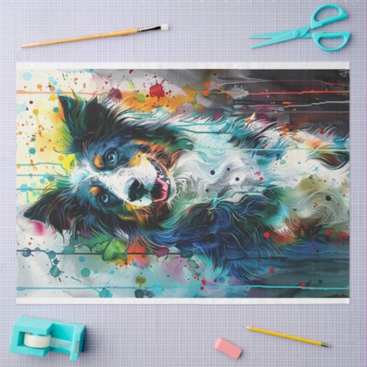 Decoupage Spritzer Painted Australian Shepherd Seidenpapier (Basteln)