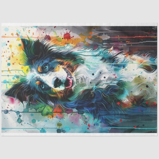 Decoupage Spritzer Painted Australian Shepherd Seidenpapier (Vorderseite)