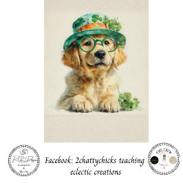 Decoupage St. Patrick's Day Golden Retriever  Seidenpapier