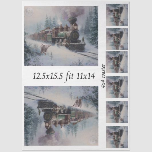 Decoupage Steam Engine Christmas Train Collage  Seidenpapier (Vorderseite)