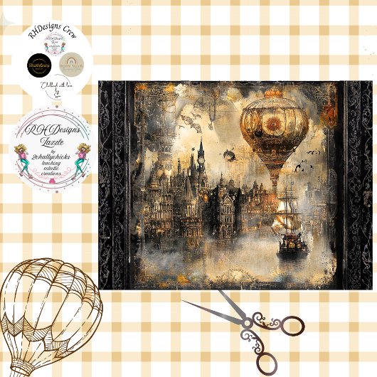 Decoupage Steampunk Balloon Ireland  Seidenpapier