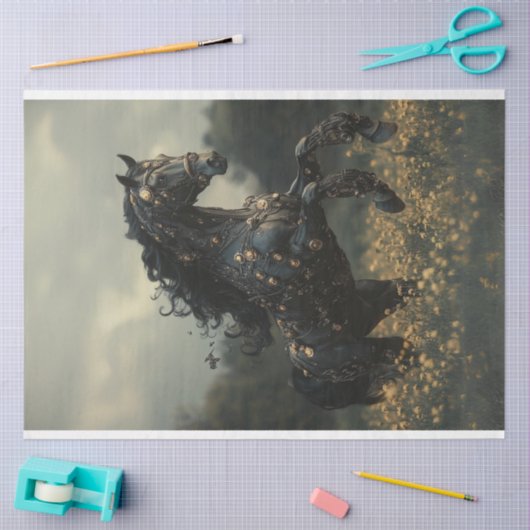 Decoupage Steampunk Black Stallion Pferd Seidenpapier (Basteln)