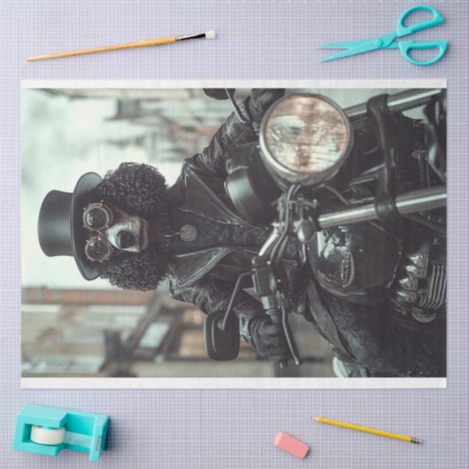 Decoupage Steampunk Black Standard Poodle Biker Seidenpapier (Basteln)