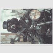 Decoupage Steampunk Black Standard Poodle Biker Seidenpapier (Vorderseite)