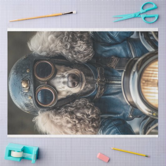 Decoupage Steampunk Blue Standard Poodle Seidenpapier (Basteln)