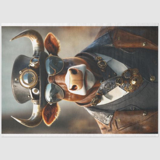 Decoupage Steampunk Bull Sir Bullington Gearhoof Seidenpapier (Vorderseite)
