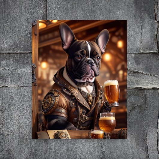 Decoupage - Steampunk-Bulldog und Bier - Seidenpapier