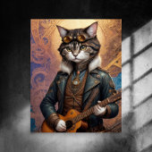 Decoupage - Steampunk Cat mit Brille & Gitarre - Seidenpapier