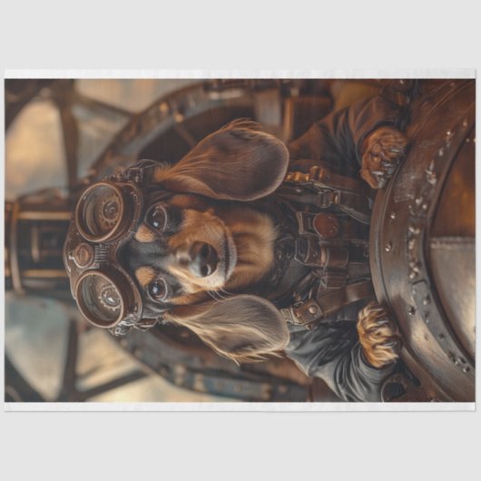 Decoupage Steampunk Dackel Seidenpapier (Vorderseite)