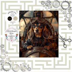 Decoupage Steampunk Dackel Seidenpapier