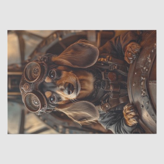 Decoupage Steampunk Dackel Seidenpapier (Vorderseite)