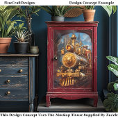 Decoupage Steampunk Dampfzug Imitate Ink 037 Seidenpapier