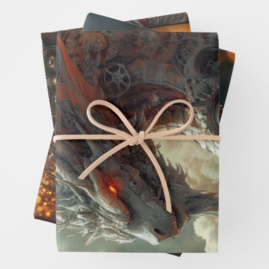 Decoupage Steampunk Dragon, Skull & Couple Geschenkpapier Set (Beispiel)