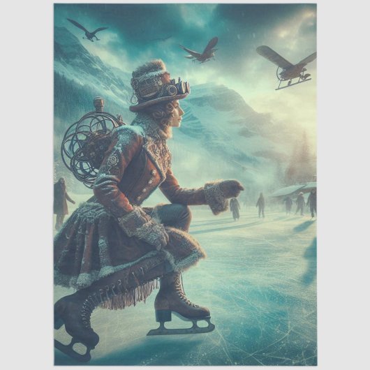 Decoupage Steampunk Fantasy Winter Messenger Seidenpapier