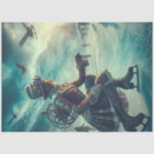 Decoupage Steampunk Fantasy Winter Messenger Seidenpapier (Vorderseite)