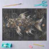 Decoupage Steampunk Fisch Silver Gold Metallic Seidenpapier (Basteln)