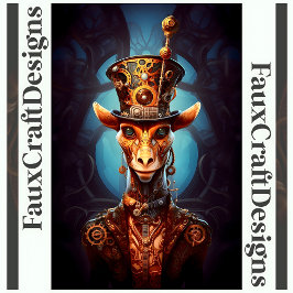 Decoupage Steampunk Funky Giraffe Hat Imitate Ink  Seidenpapier