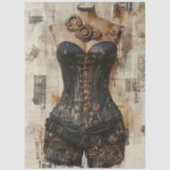 Decoupage Steampunk Gearwork Corset Mannequin Seidenpapier (Vorderseite)