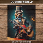 Decoupage - Steampunk Golden Retriever & Gitarre - Seidenpapier