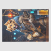 Decoupage - Steampunk Golden Retriever & Gitarre - Seidenpapier (Vorderseite)