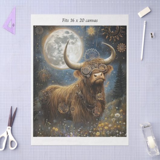 Decoupage Steampunk Highland Celestial Moon Canvas Seidenpapier (Basteln)