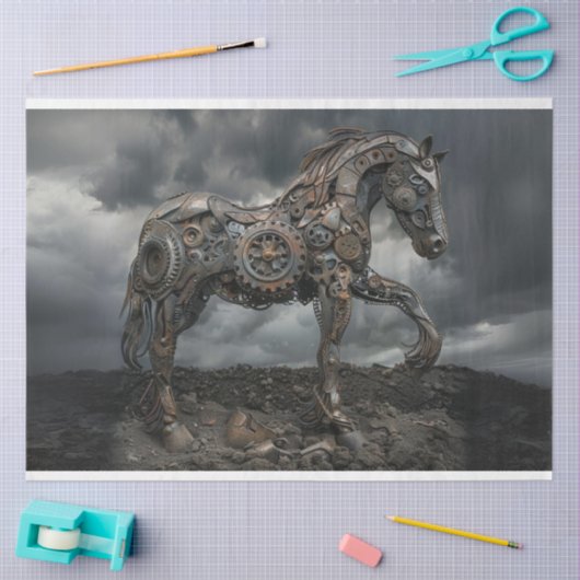 Decoupage Steampunk Horse Ironhoof Seidenpapier (Basteln)