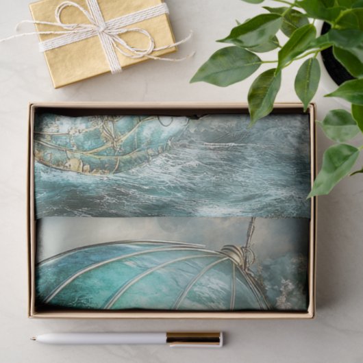 Decoupage Steampunk Hot Air Ballon & Globe Seidenpapier (Geschenk)