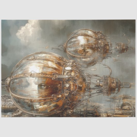 Decoupage Steampunk Hot Air Balloon Mirror beenden Seidenpapier (Vorderseite)