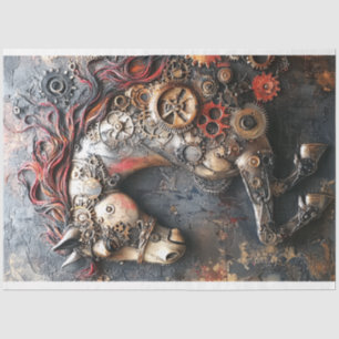 Decoupage Steampunk Iron Horse Gearheart Seidenpapier