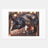 Decoupage - Steampunk-Katze trinkt Bier - Geschenkpapier Set (Vorderseite 2)