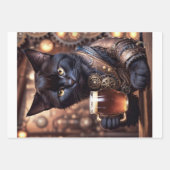 Decoupage - Steampunk-Katze trinkt Bier Geschenkpapier Set (Vorderseite 3)