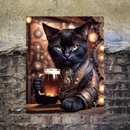 Decoupage - Steampunk-Katze trinkt Bier -  Geschenkpapier Set